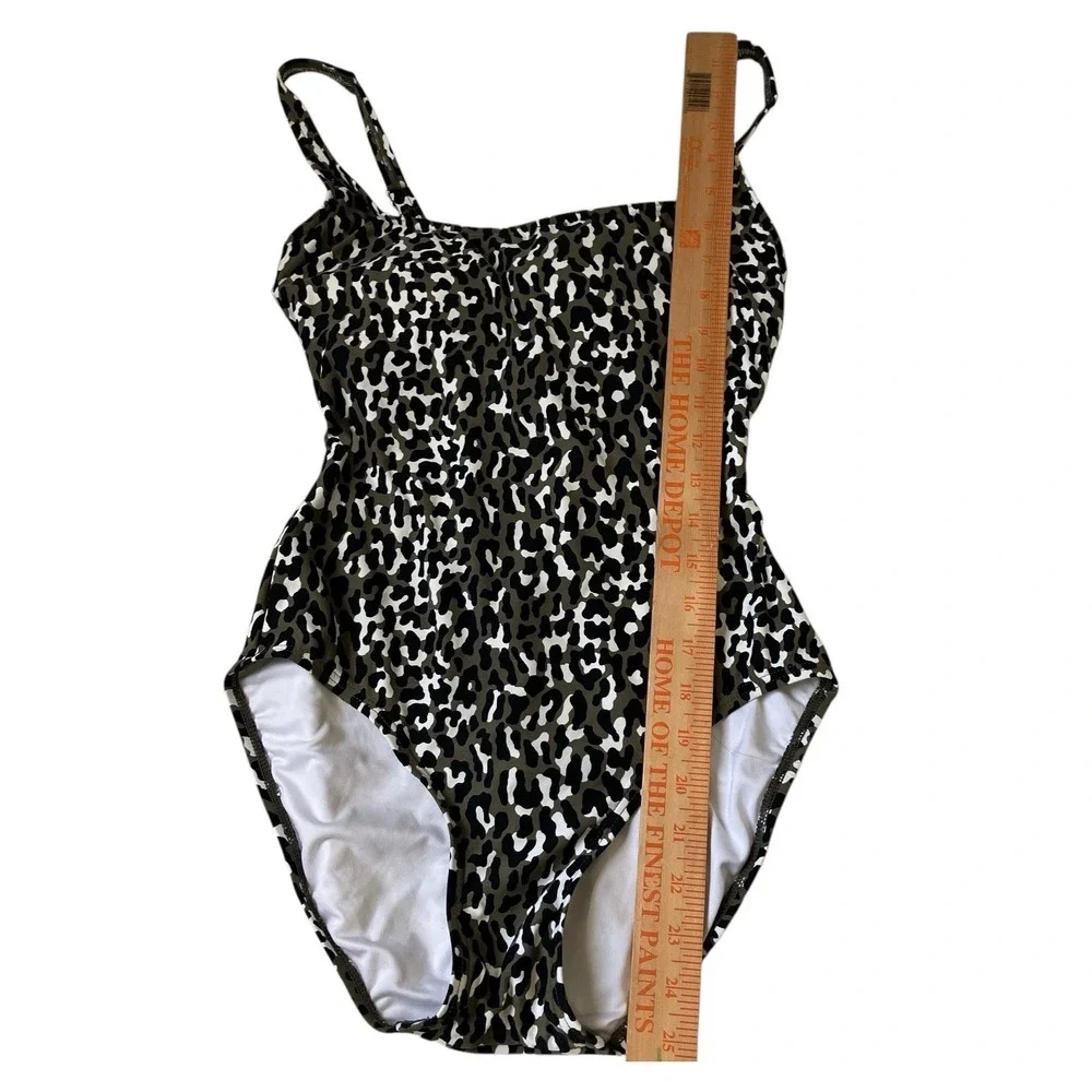 MICHAEL‎ KORS One Piece Swimsuit Leopard Print Lace Up Back Women Size 10